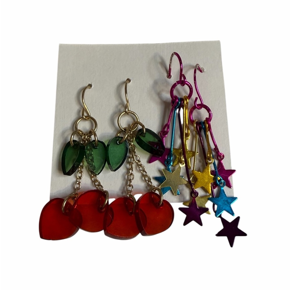 Set of 2 Colorful Dangle Earrings